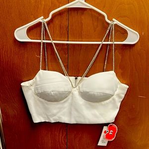 Rhinestones strapped bra